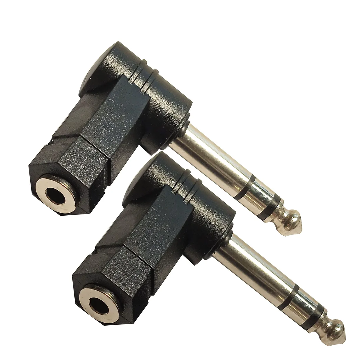 BUCIER BUCIER 6.35mm 3 Pole Male to 3.5mm Female 90 Degree Adapter 2 Pcs — product photo