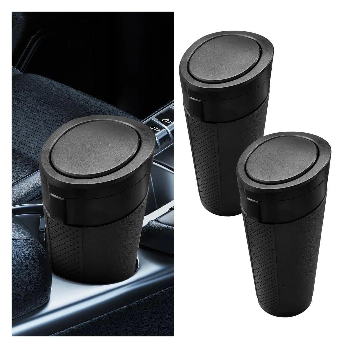  GAOLAOSY Car Trash Can Bin with Lid 12-pack Black 850 ml 7.2 in — product photo