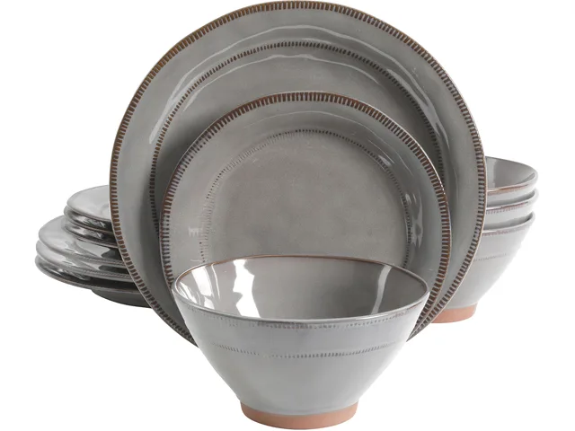 Gibson Gibson 116889.12 Terranea 12-Piece Dinnerware Set, Grey — product photo
