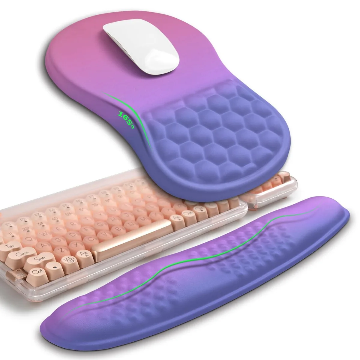  Hokafenle KW2MP8-007 2-in-1 Wave Keyboard &amp; Mouse Pad Set Gradient Blue Purple — product photo