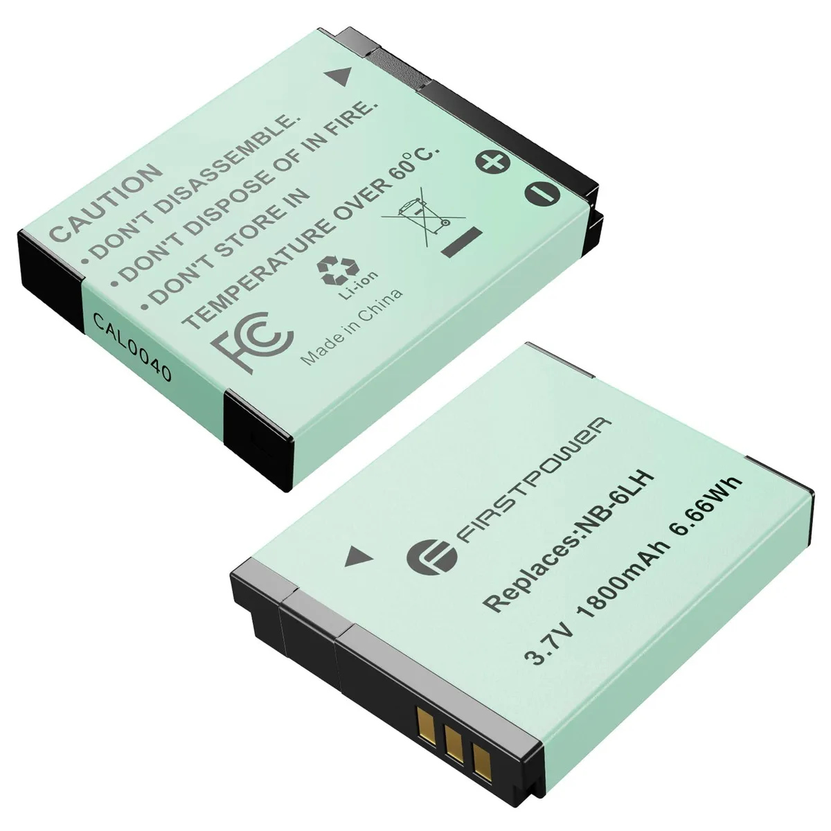  FirstPower NB-6LH/NB-6L 2-Pack 1800mAh Li-ion camera battery — product photo