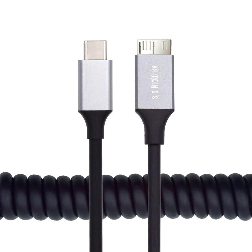 LORDWORLD LORDWORLD USB-C to Micro-USB 3.0 Coiled Cable 100cm 5Gbps — product photo