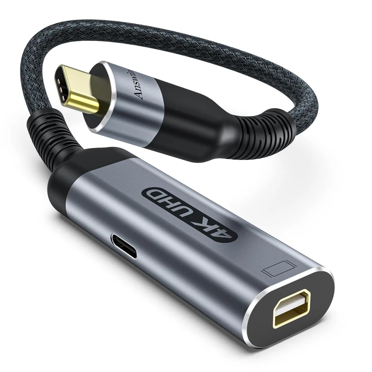 In Win USB-C to Mini DisplayPort Adapter 100W PD 4K 60Hz Black 20cm — product photo