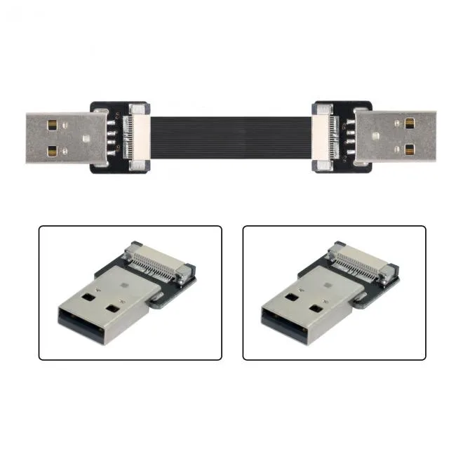 Cablecc Cablecc USB 2.0 Type-A Male to Male Flat Slim FPC Cable 10-200cm — product photo