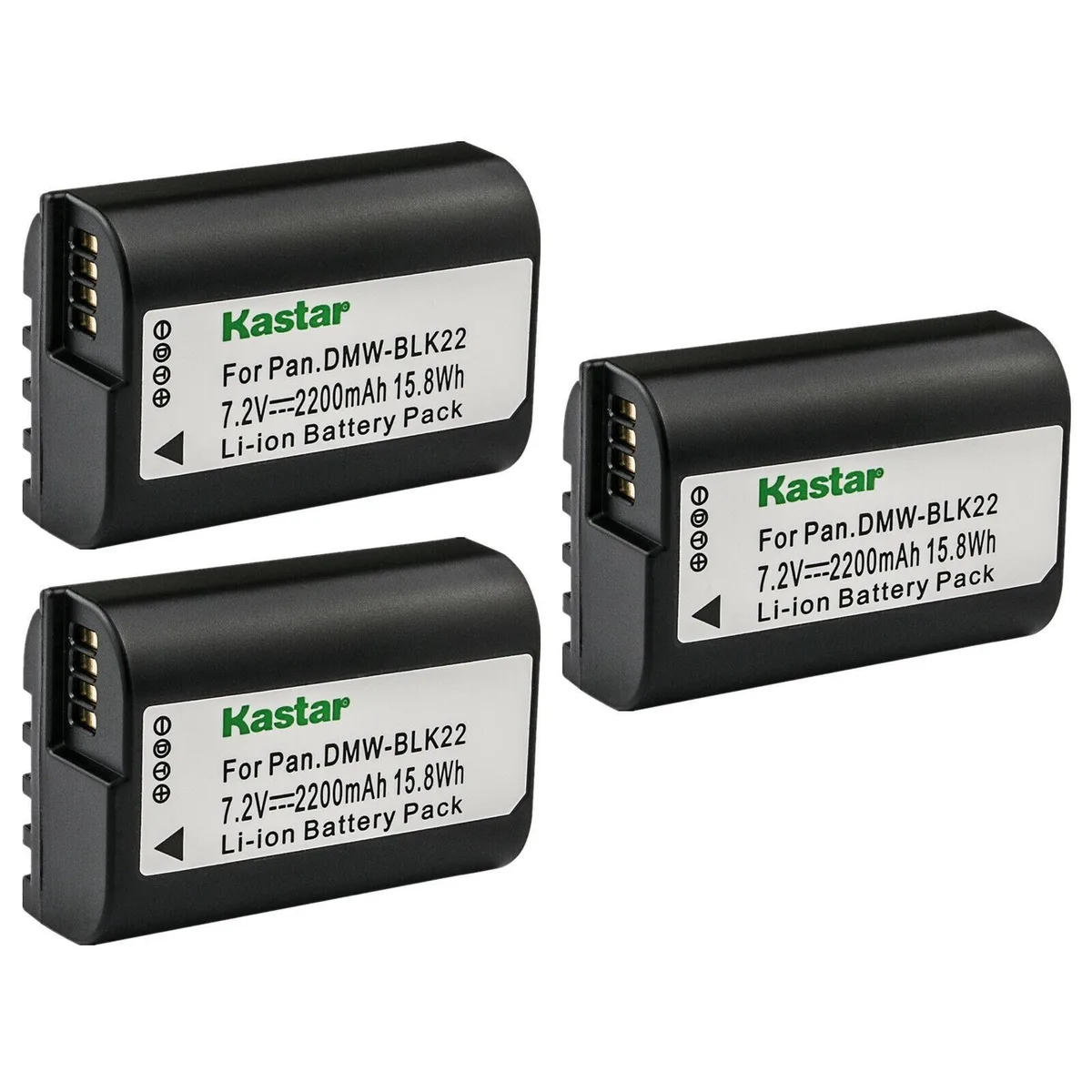 Kastar Kastar 3-Pack DMW-BLK22 2200mAh Li-Ion Battery &amp; Charger Kit — product photo