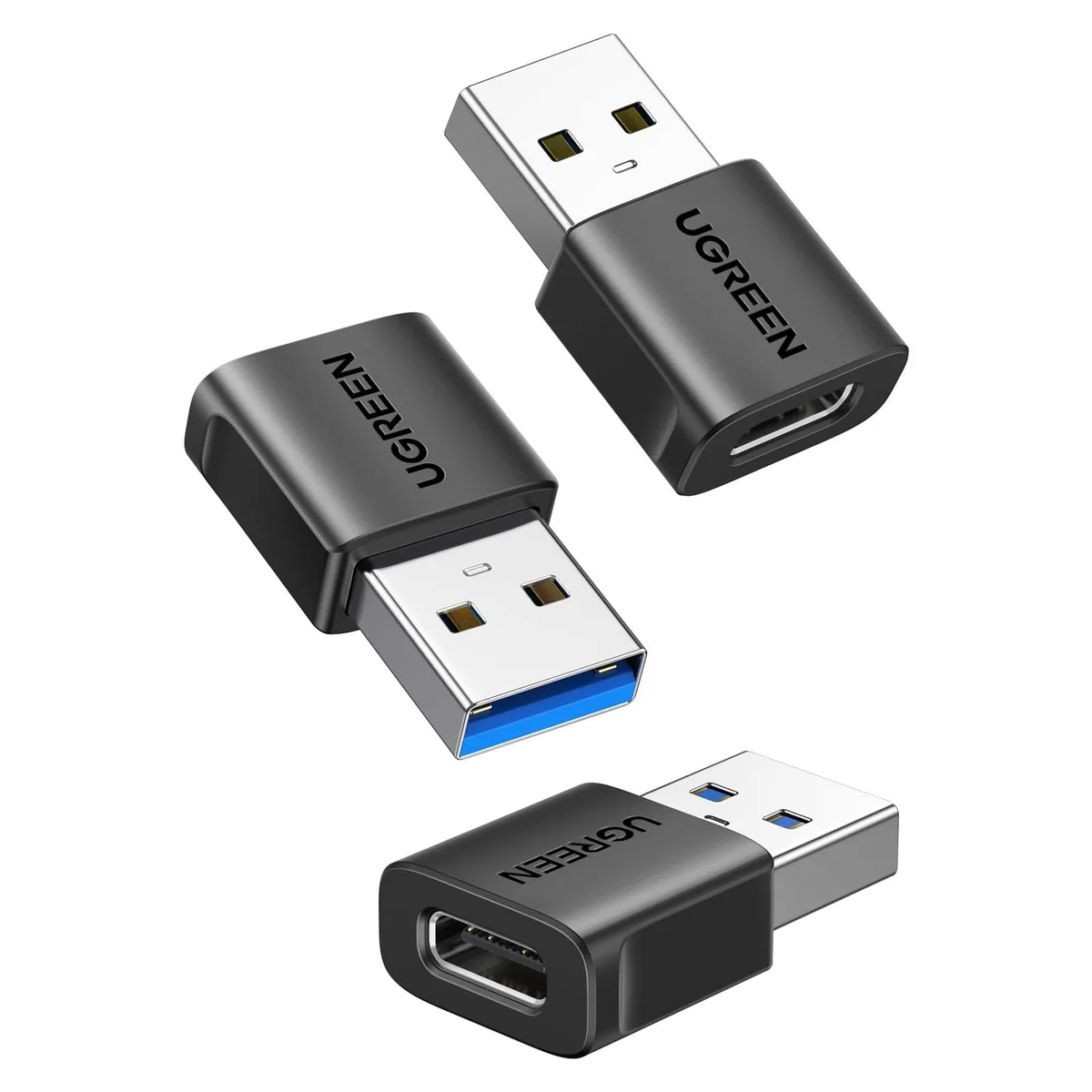  Ugreen US701 USB-A to USB-C adapter 3-pack black 10Gbps — product photo