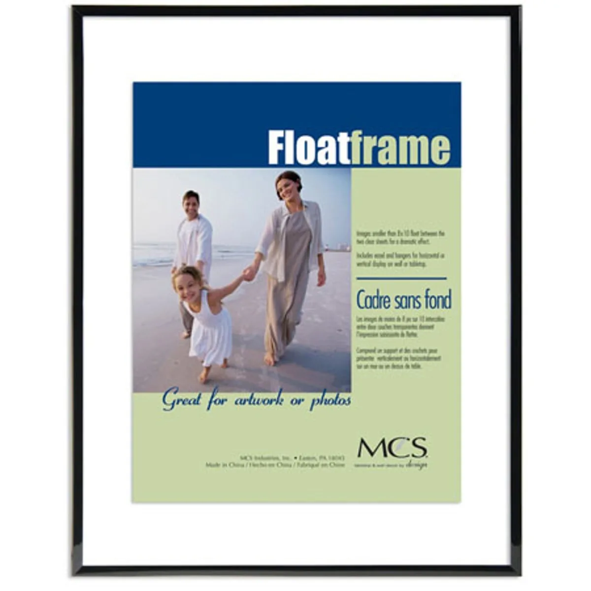 MCS MCS 5x7" Plastic Float Frame 1/4" Molding 4x6" Photo Black — product photo