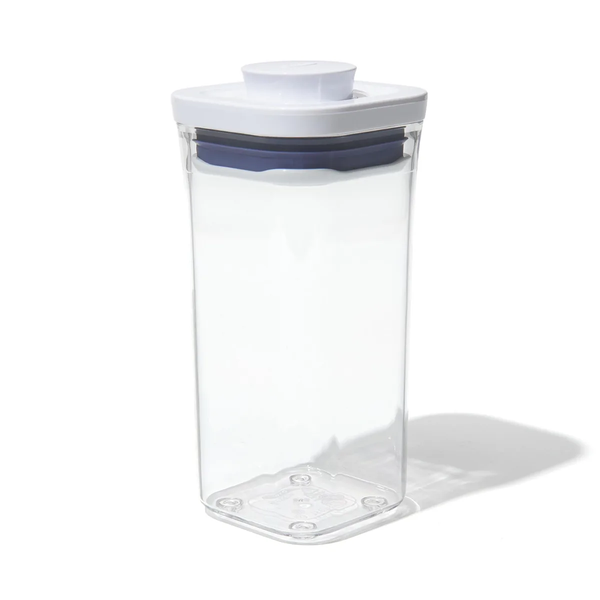 Red square airtight food storage container with push-button lid .5 Qt