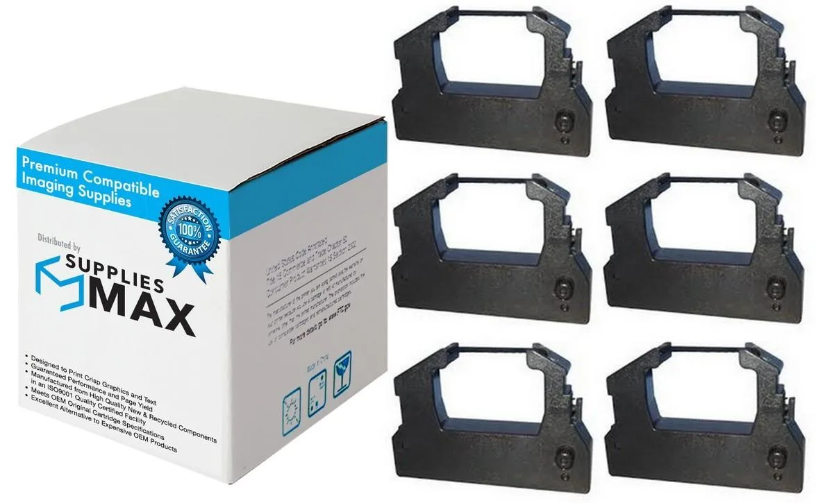 Six purple printer ribbons in a clear plastic pack