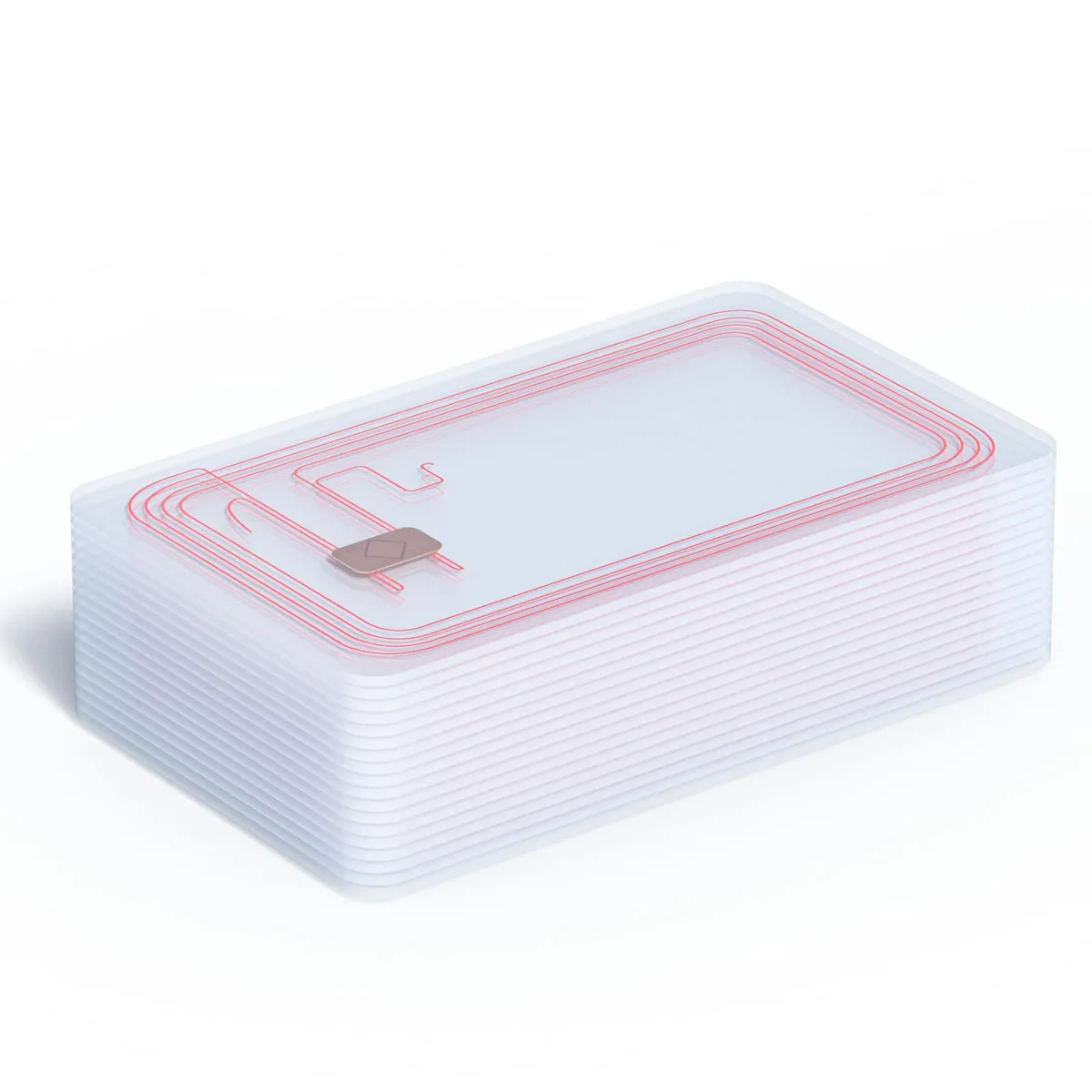 Pack of ten transparent NFC cards with frosted finish