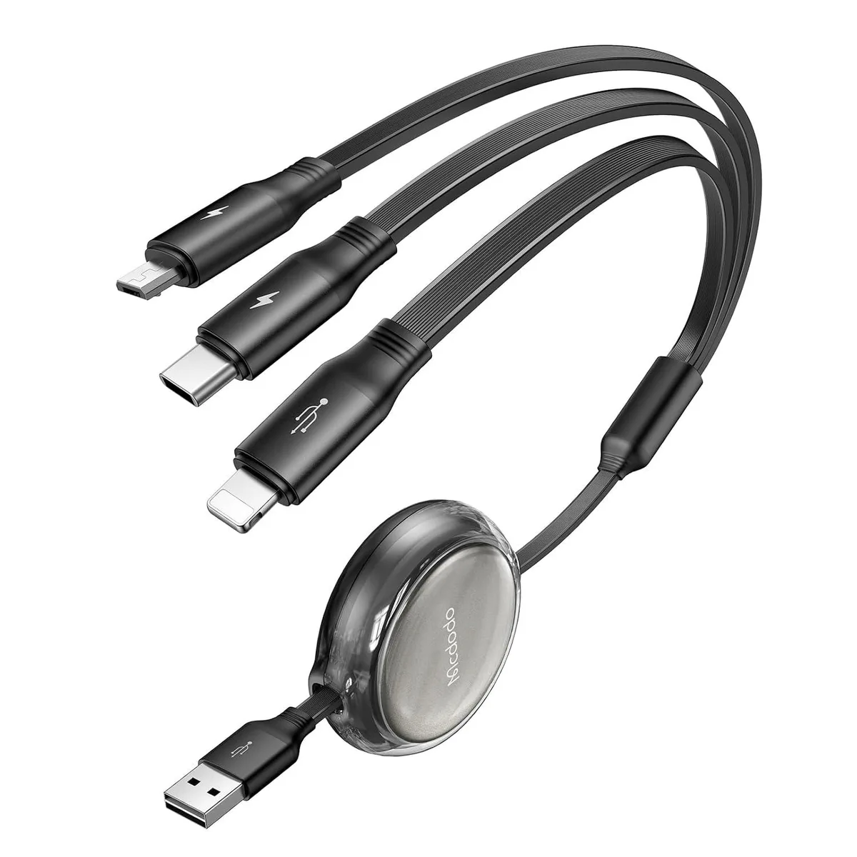 Mobee Mobee Multi Charger Cable 3-in-1 Retractable USB Charging Cable 1.2 m 480 Mbps — product photo