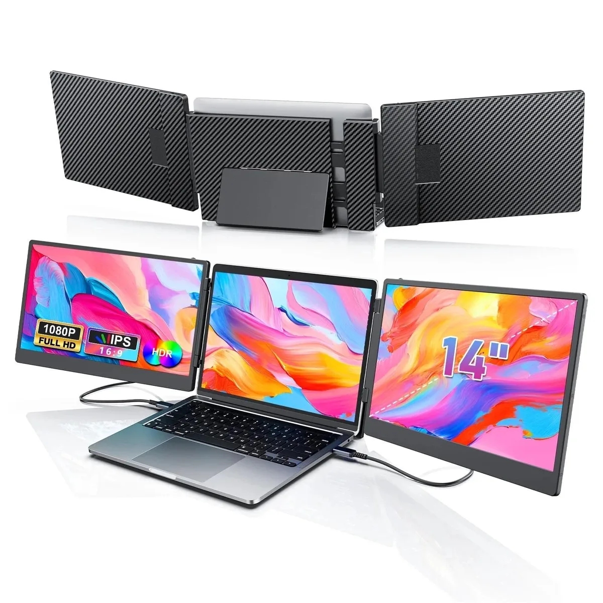 Laptomo Laptomo 14" Triple Portable Monitor 1080P IPS 60Hz Black — product photo