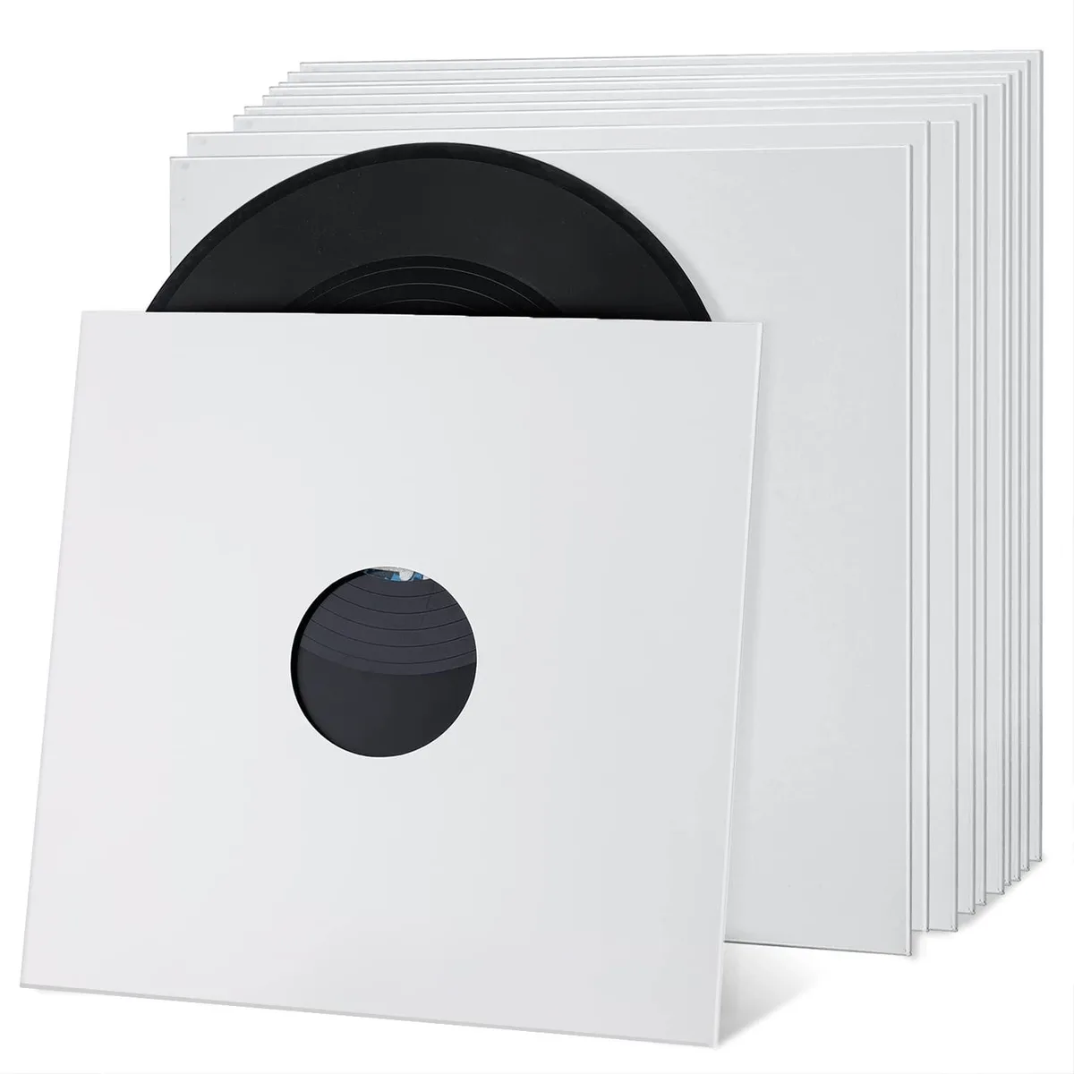 Barrow Mods Barrow Mods 10PCS 12in Vinyl Record Jackets 350gsm White 2 in 1 accessory — product photo