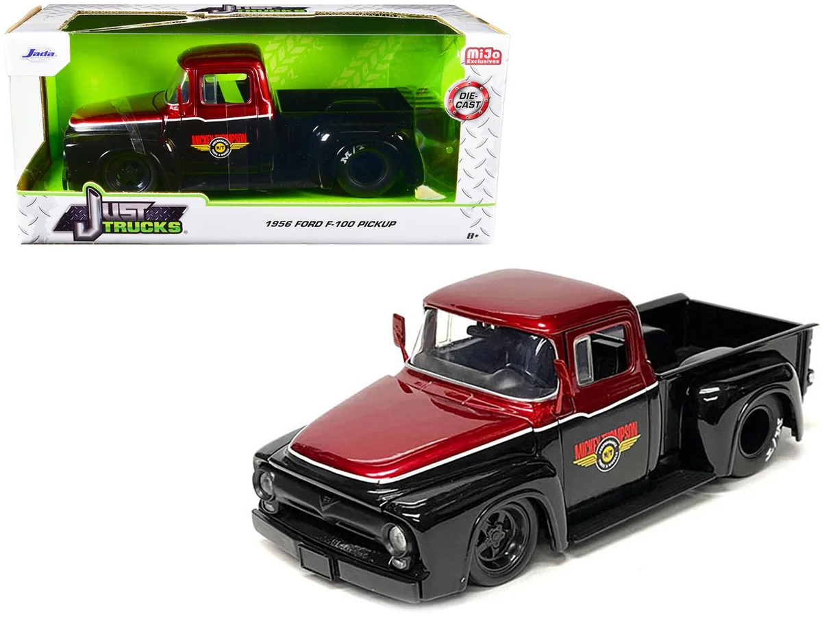 Jada Jada 1956 Ford F-100 Pickup Truck Mickey Thompson 1/24 Diecast Black Red Metallic — product photo