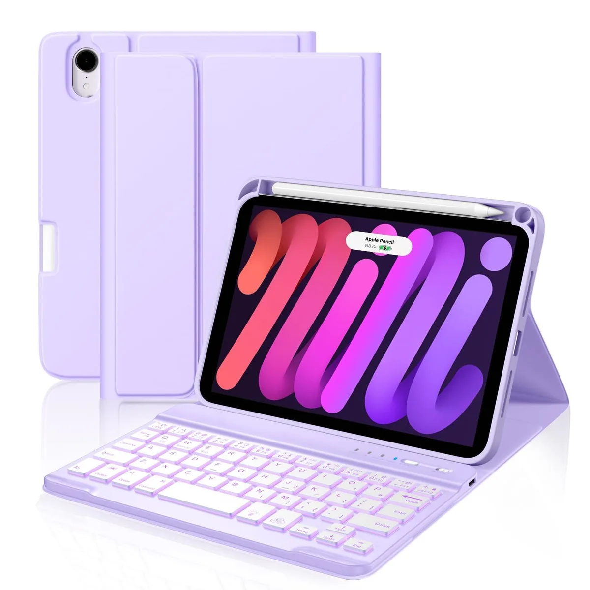 Batianda Batianda Keyboard Case iPad Mini 7/6 8.3in 7-Color Backlit Purple — product photo