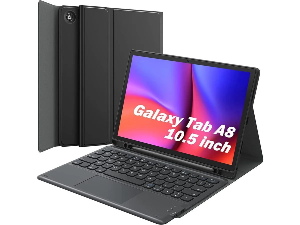 Black keyboard case with magnetic trackpad and pen holder for Samsung Galaxy Tab A8 10.5 inch