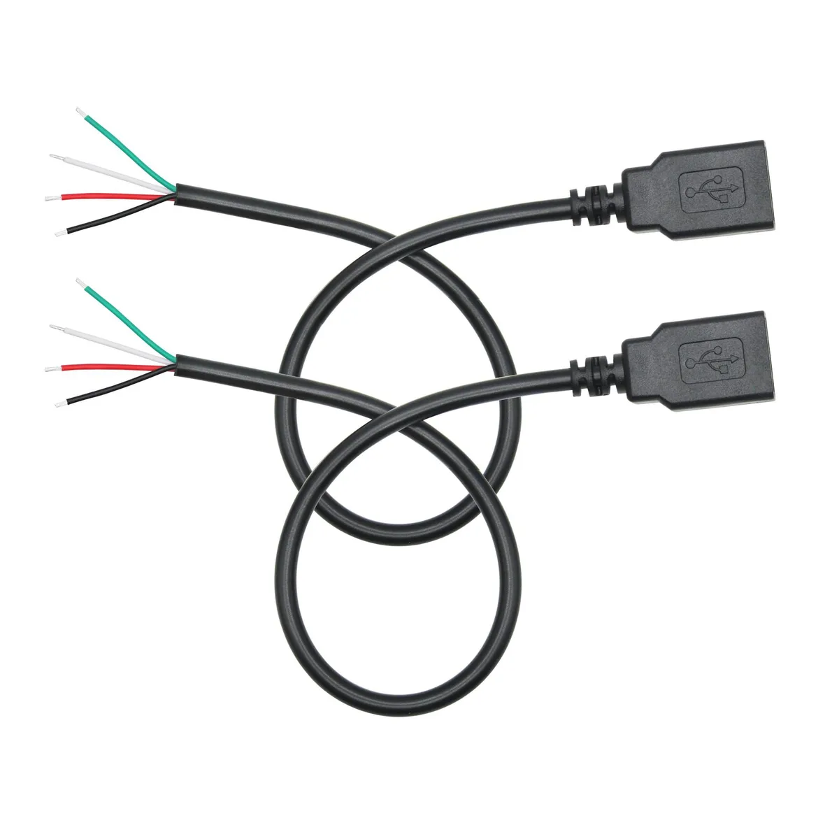 Vszerda Vszerda USB A Female to 4 Pin Bare Wire 11inch 22AWG 480Mbps Black 2pcs — product photo