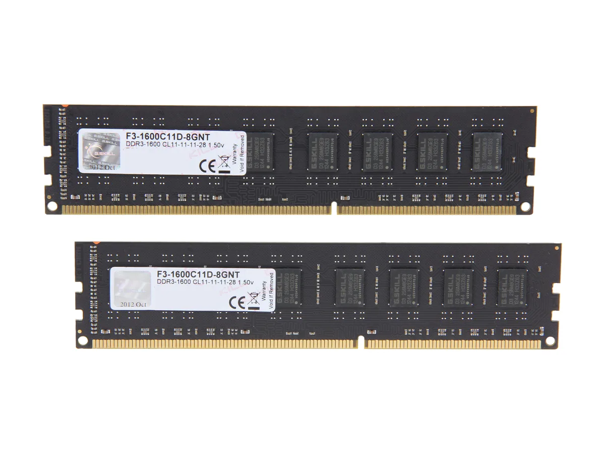 G.SKILL G.SKILL F3-1600C11D-8GNT 8GB (2 x 4GB) DDR3 1600 CL11 desktop RAM — product photo