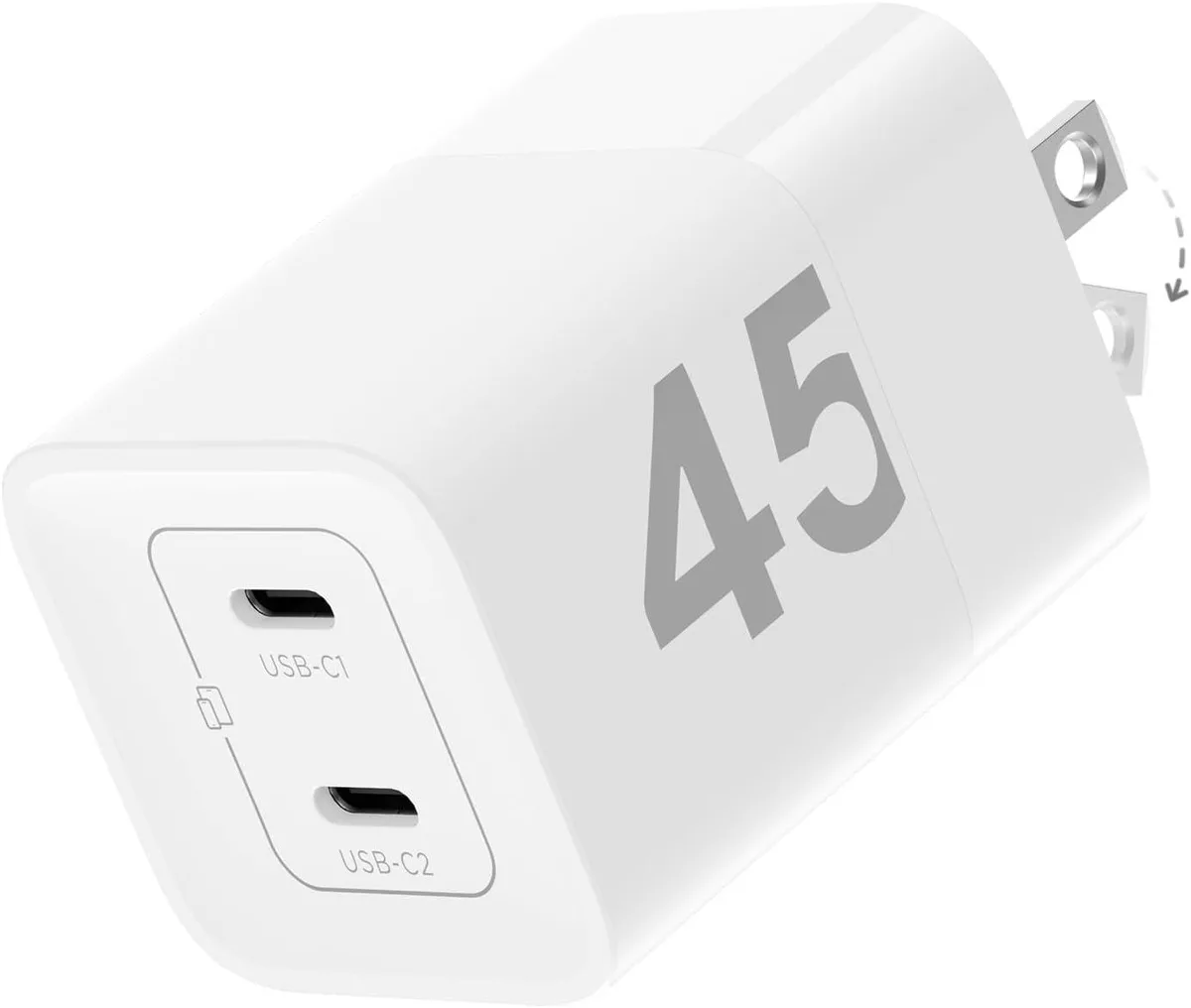 Kootion Kootion 45W 2-Port USB-C GaN Charger with PPS White — product photo