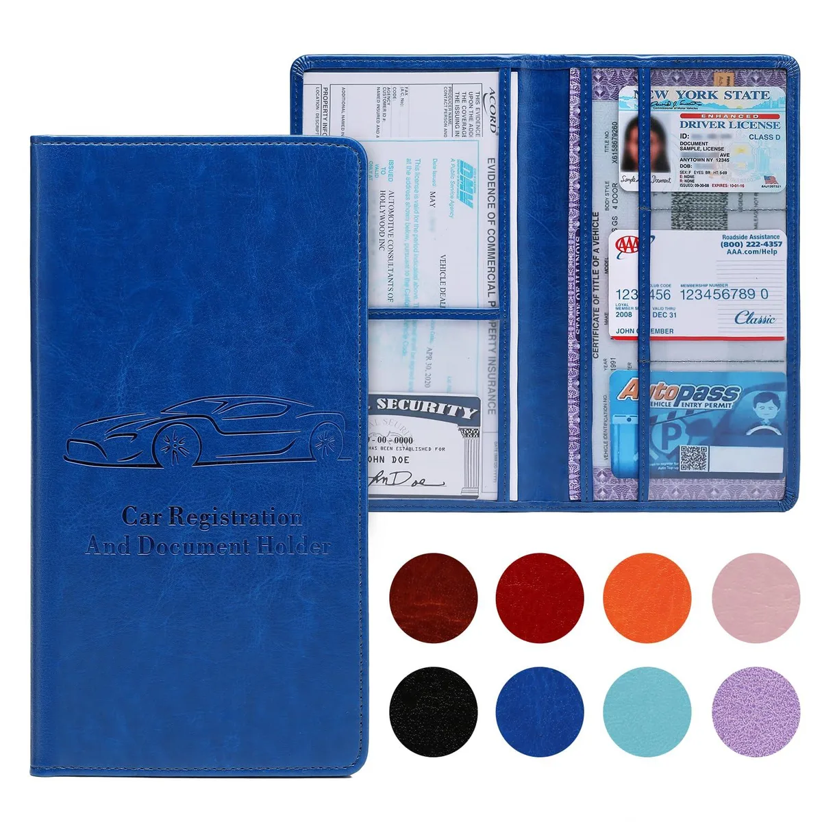  OIC Car Registration and Insurance Card Holder Dark Blue 6 Pocket 0.39 x 5.31 x 9.64 in — product photo