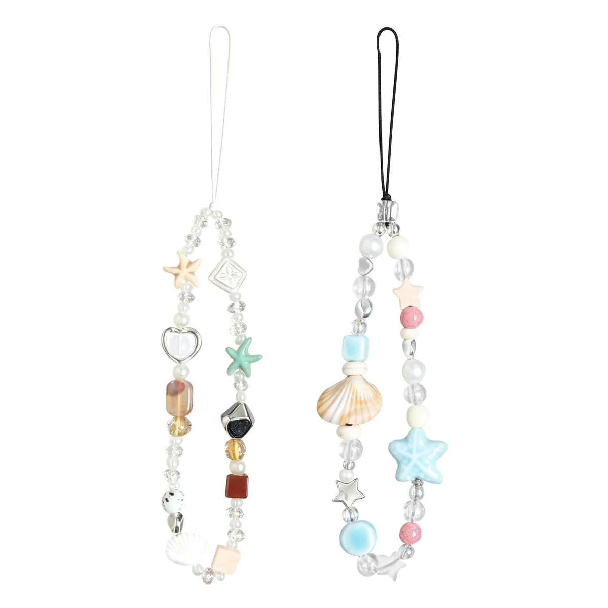  Fzxdfg 2 Pcs Phone Charm Wrist Strap Pearl Seashells White — product photo
