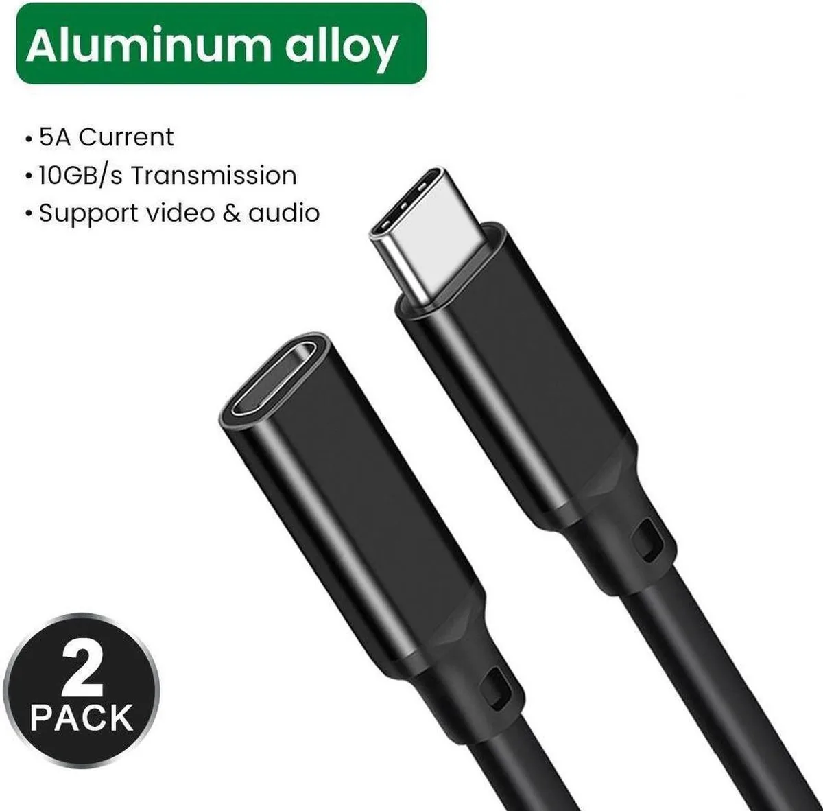 SMUGDESK SMUGDESK USB C Extension Cable 6.6ft 2-Pack 100W 10Gbps 4K — product photo
