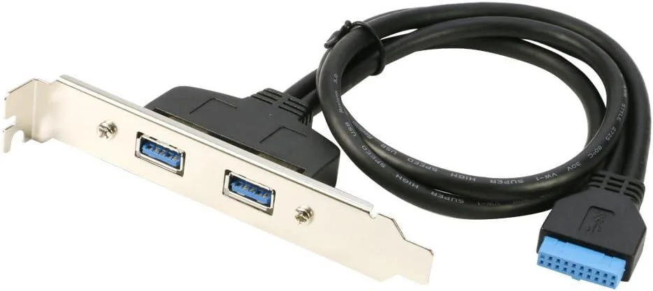 Vszerda Vszerda USB 3.0 20-pin header to dual female back-panel cable with bracket 1.5ft — product photo
