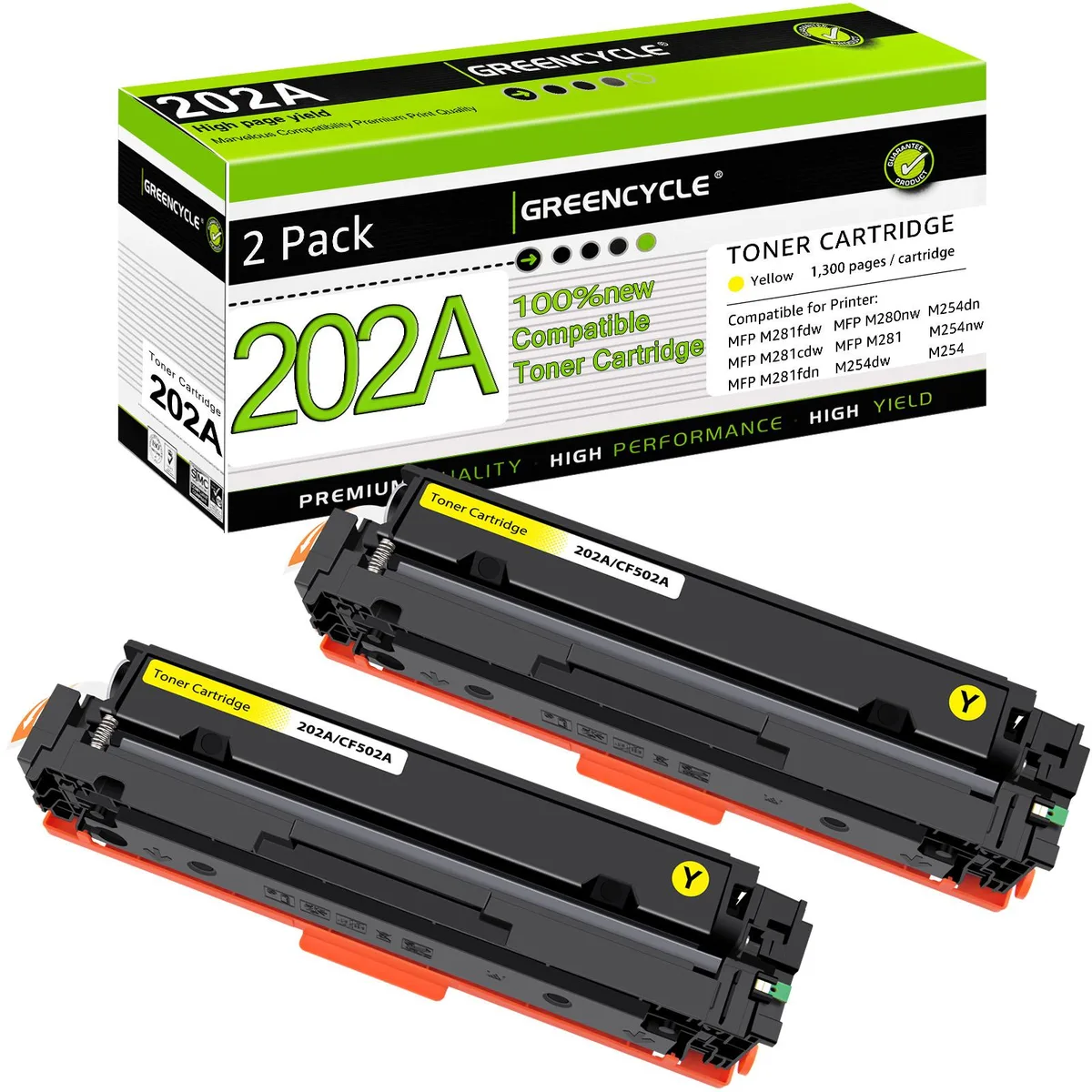GREENCYCLE GREENCYCLE 202A Yellow Toner Cartridge 2-Pack — product photo