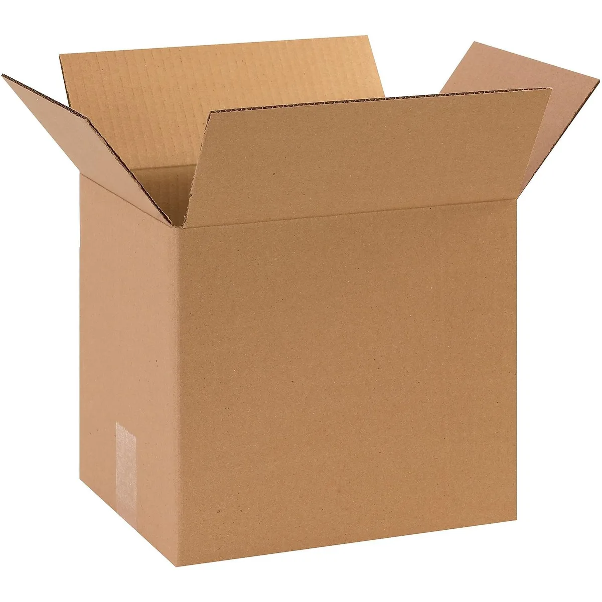 Flat stack of 25 kraft corrugated shipping boxes 10 by 7 by 9 inches