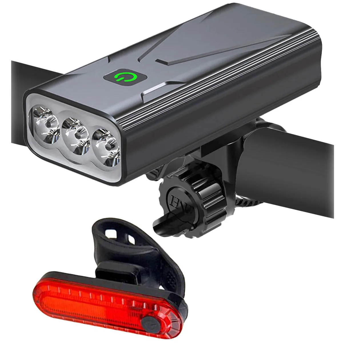  Hollywood Racks 3 LED Bike Light Set 1200 lumens Silver — product photo
