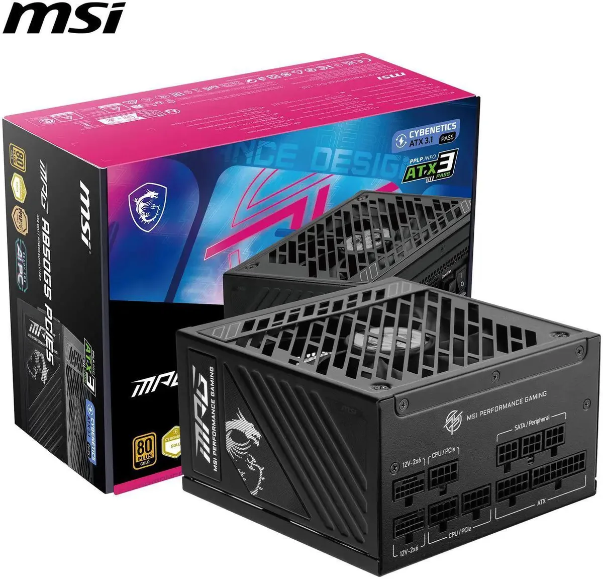 MSI MSI MPG A850GS PCIE5 850W power supply — product photo