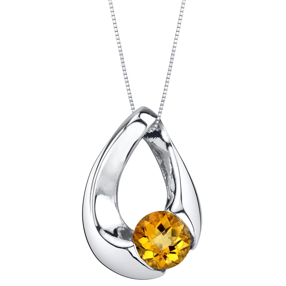 Oravo Oravo Citrine Sterling Silver Slider Pendant Necklace 18" .75ct .925 — product photo