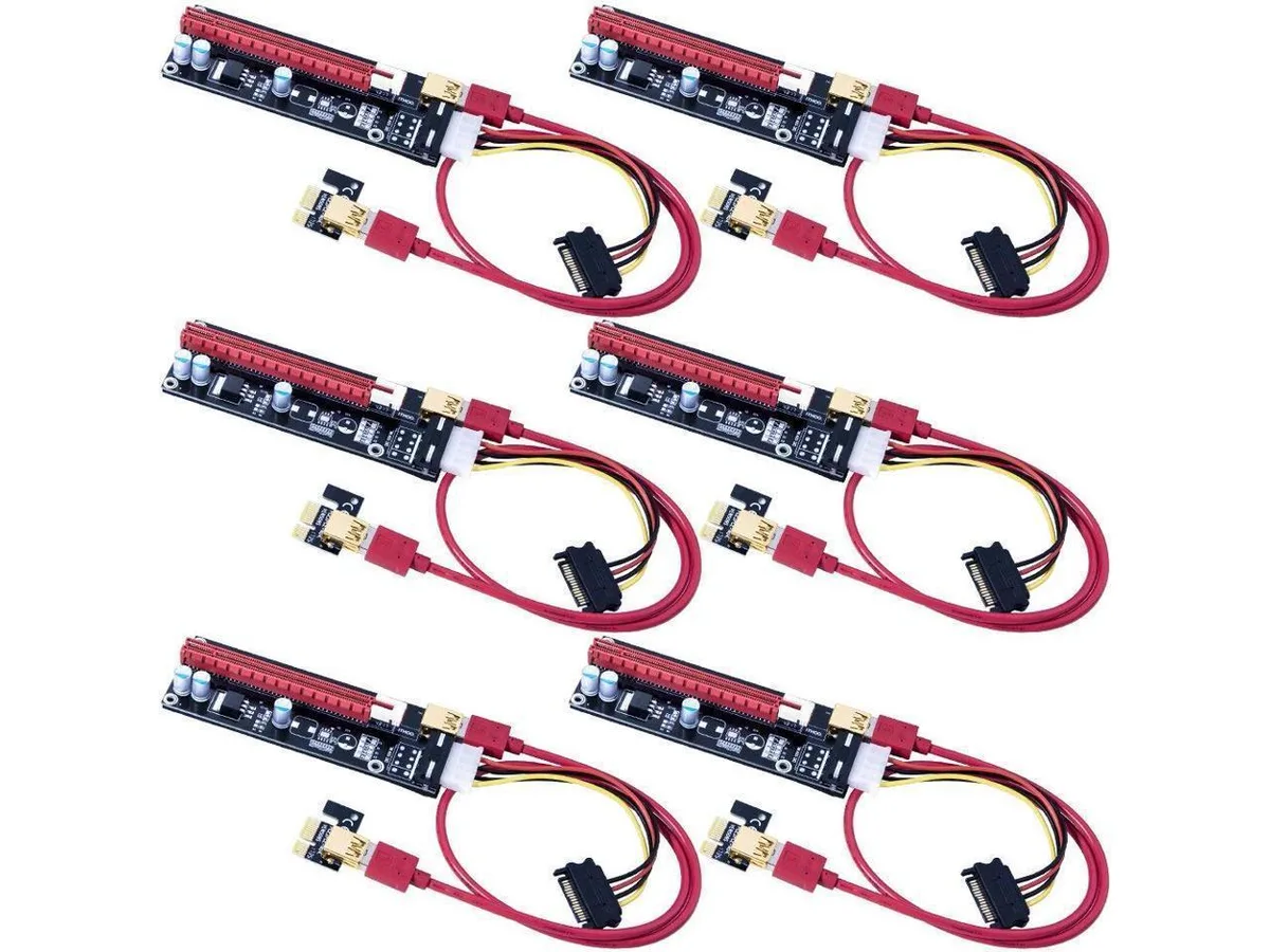 BONAEVER BONAEVER 6x PCIe Riser Mining Card with USB 3.0 Cable &amp; SATA to MOLEX Power Cable bag — product photo
