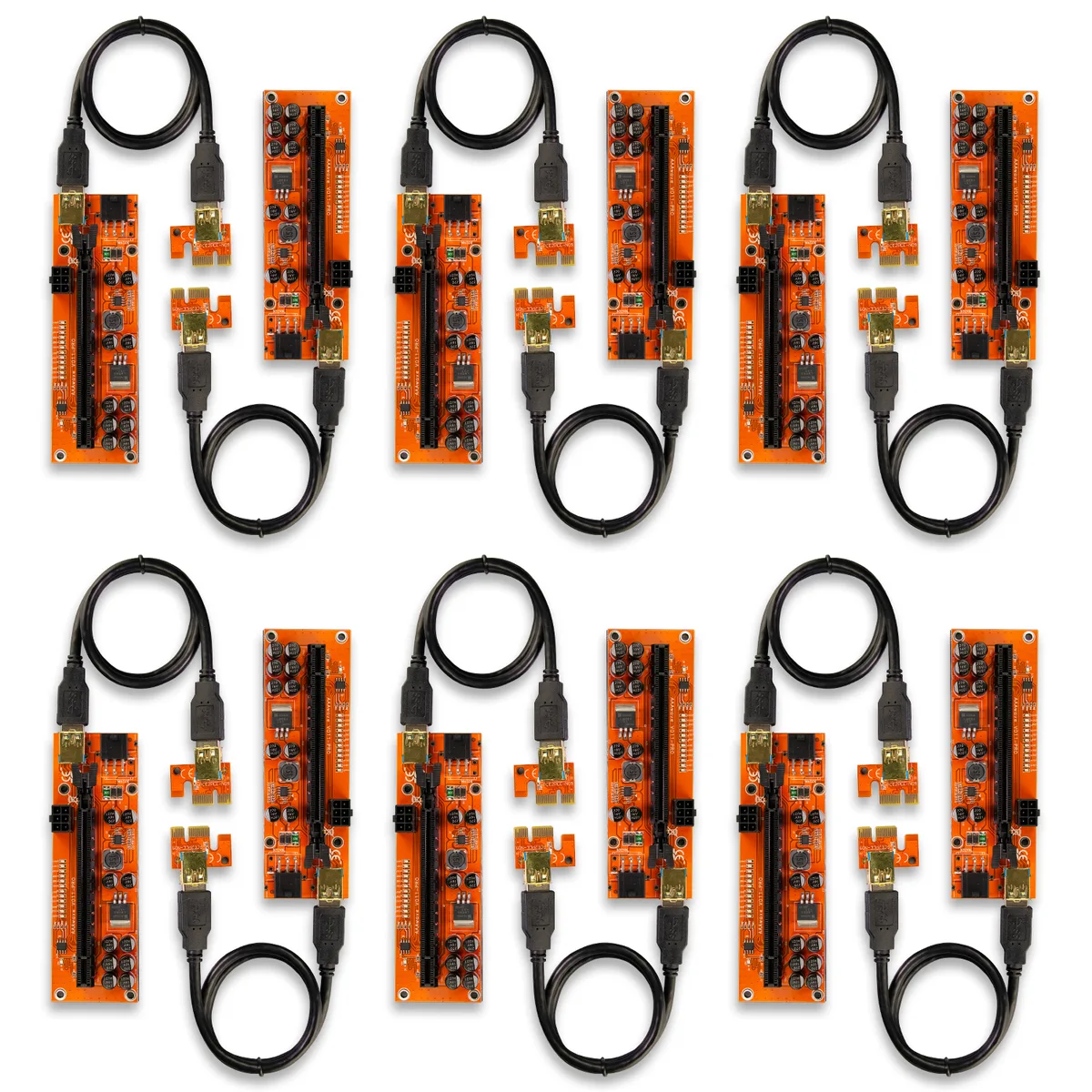 AAAwave AAAwave PCIe Riser VER 011 Pro 1x to 16x 60cm USB 3.0 10 Capacitors 2x 6PIN Pack 12 — product photo