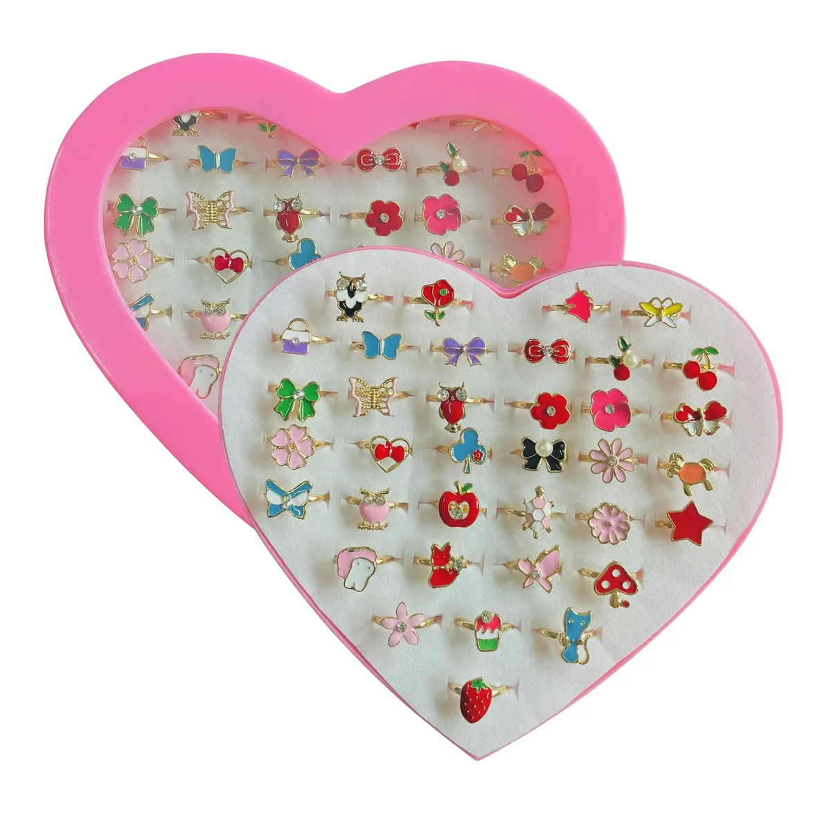  monochef 36pcs Adjustable Acrylic Rings in Heart-Shaped Box — product photo