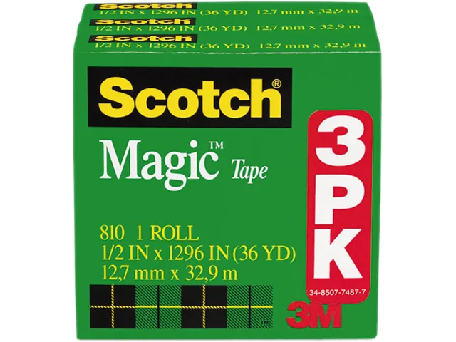 3M 3M 810H3 Magic Tape Refill 0.50" x 36 yd 1.00" Core 3/Pack — product photo