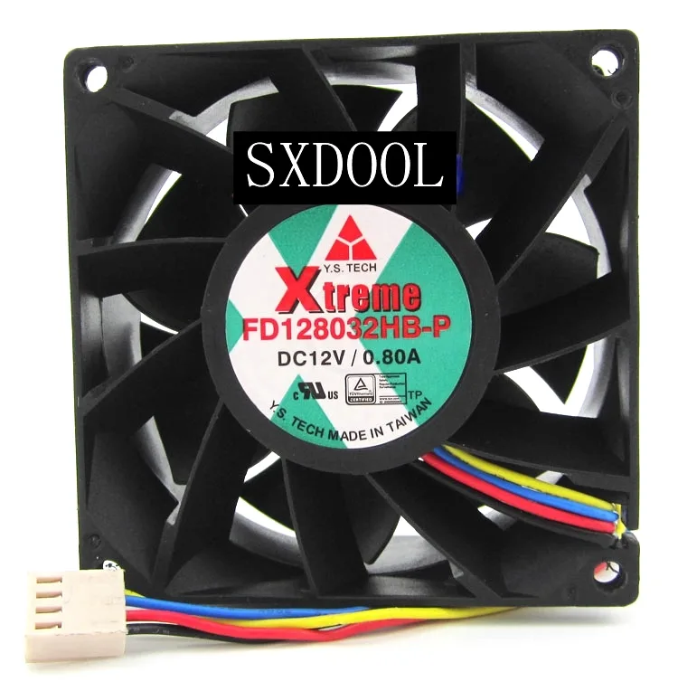 SXDOOL SXDOOL FD128032HB-P 80mm 12V .80A 4-pin case fan — product photo
