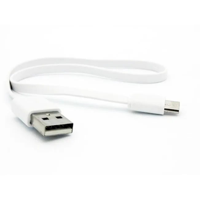 White flat Micro USB cable, short tangle-free design