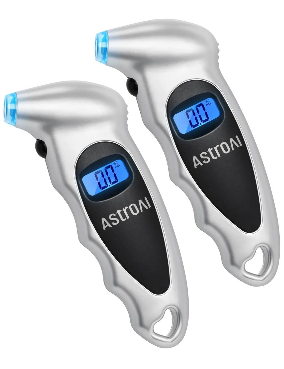 KEHIPI KEHIPI Digital Tire Pressure Gauge 0-150 PSI 0.1 Increments Backlight LCD Presta Adaptor Silver 2 Pack — product photo