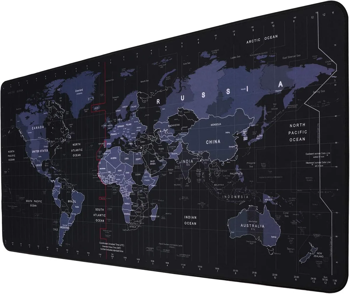 isptewhie isptewhie Large Mouse Pad World Map Black 31.5 x 15.7 inch — product photo