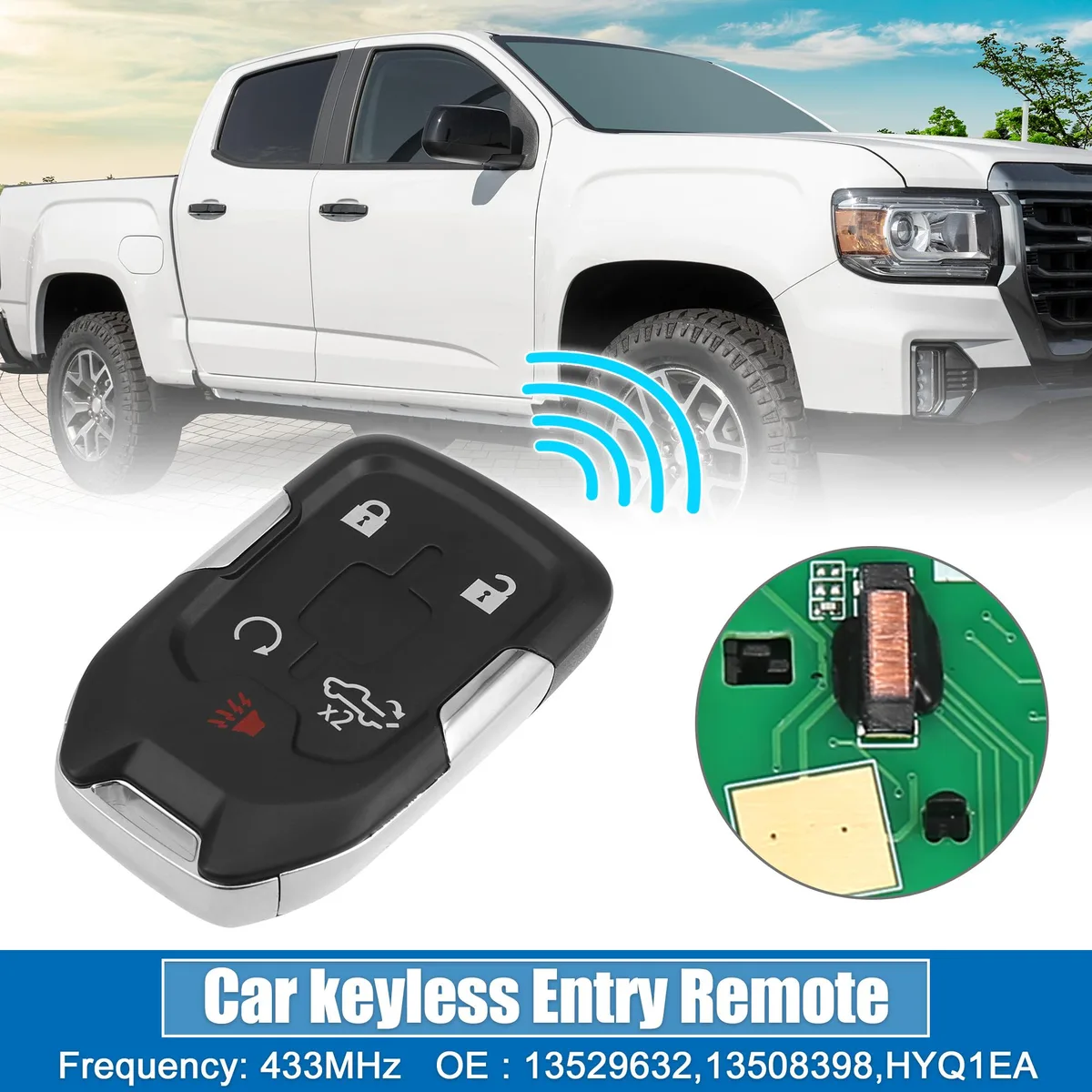 Unique-Bargains Unique-Bargains 5-Button Keyless Remote HYQ1EA 433MHz 46 Chip Silverado 2019-2020 Sierra 1500-3500 2019-2021 — product photo