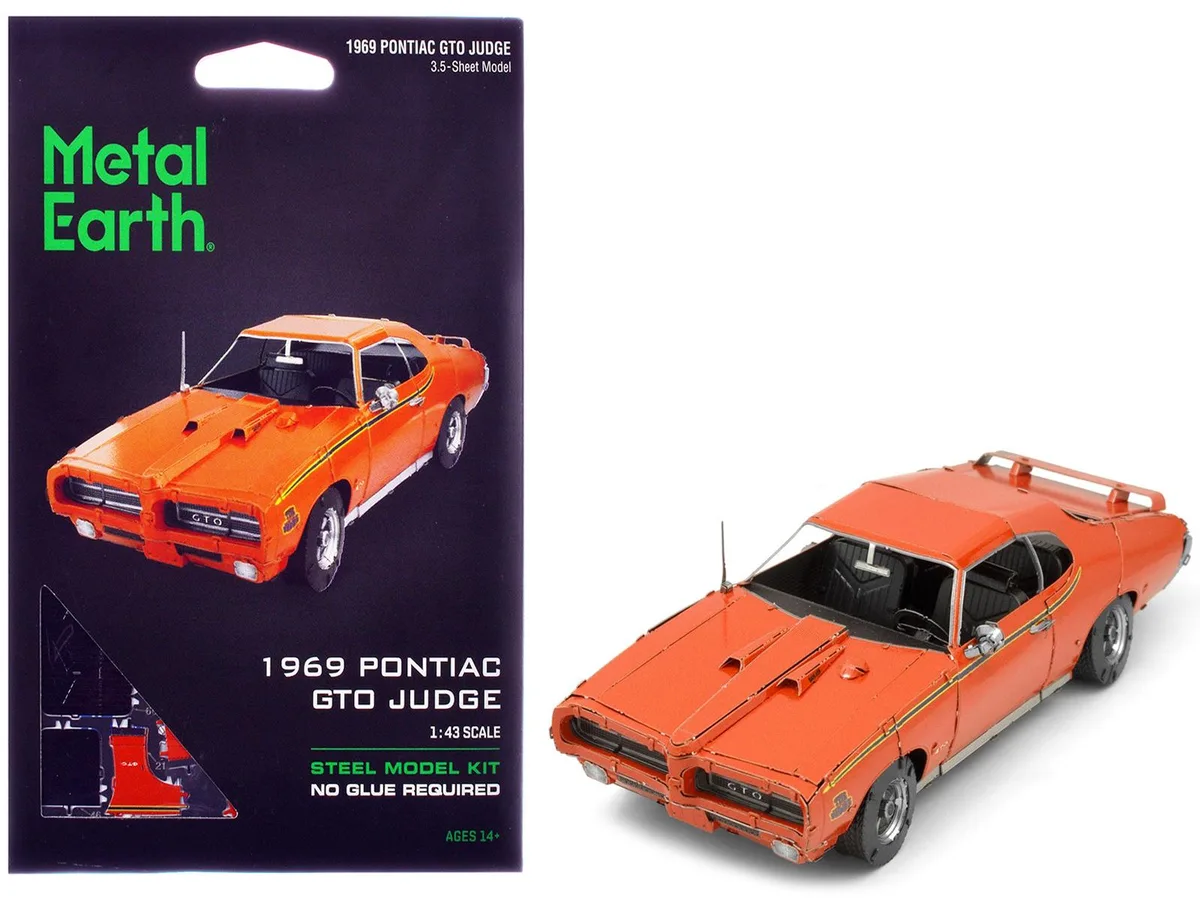 Metal Earth Metal Earth 1969 Pontiac GTO Judge Orange with Black Stripes hobby collectible — product photo