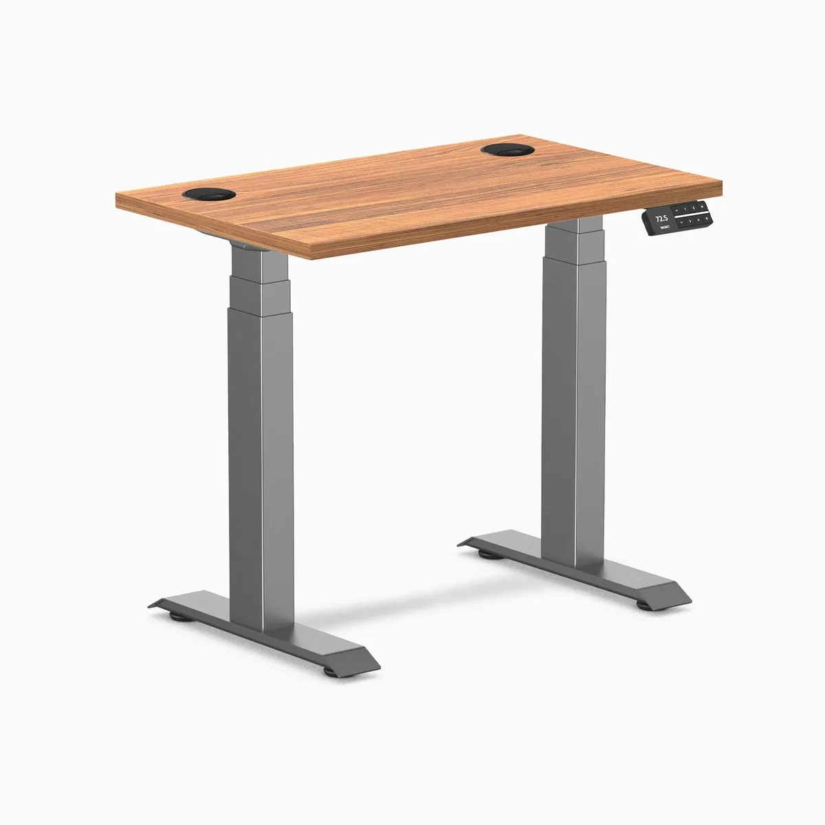 Desky Desky Dual Mini Sit Stand Desk Prime Oak 32 x 20 in Grommets Space Gray — product photo