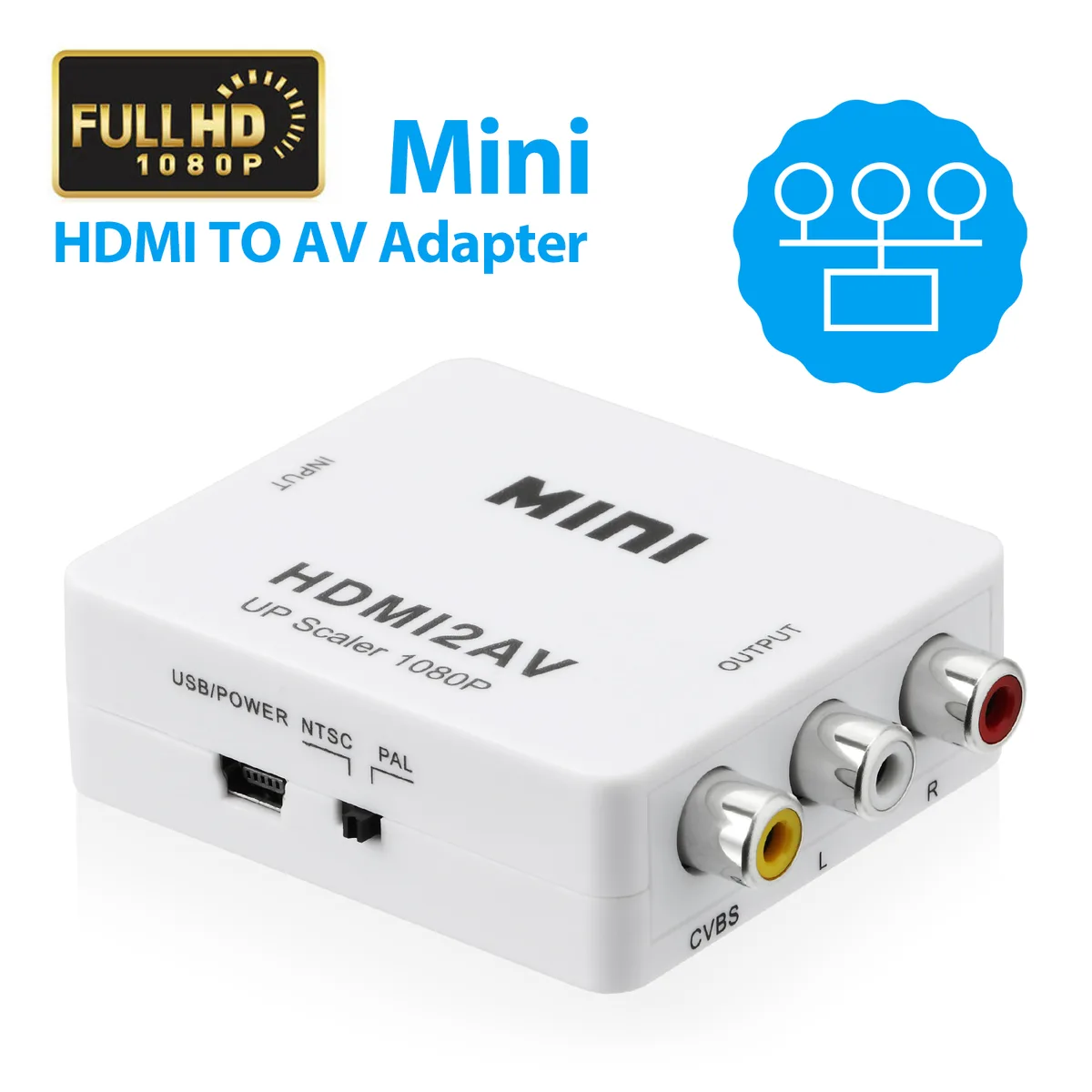 Shenzhen boerdi Electronic Co., Ltd Shenzhen boerdi Electronic Co., Ltd Mini HDMI to AV Adapter White — product photo