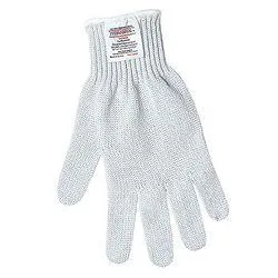 Pair of white knit cut-resistant gloves uncoated ambidextrous
