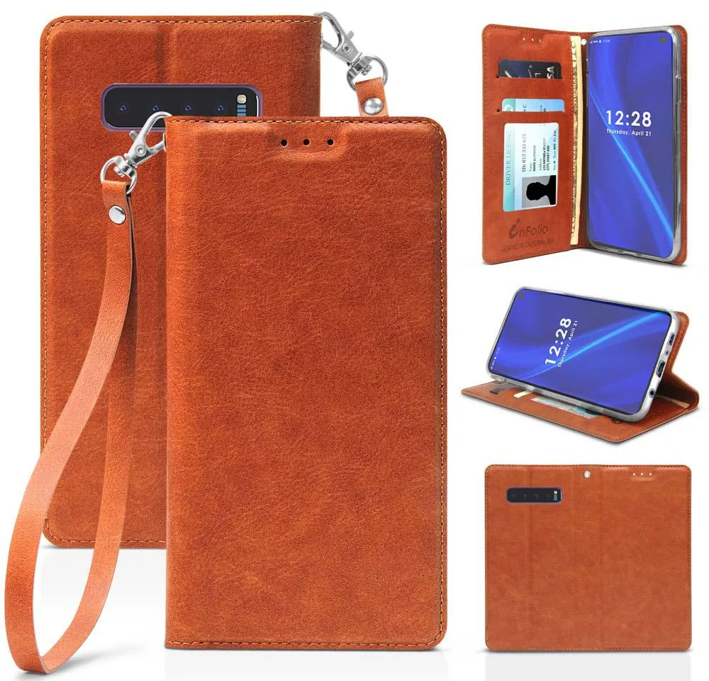 Nakedcellphone Nakedcellphone Infolio-L Wallet Case Brown for Samsung Galaxy S10 Plus — product photo