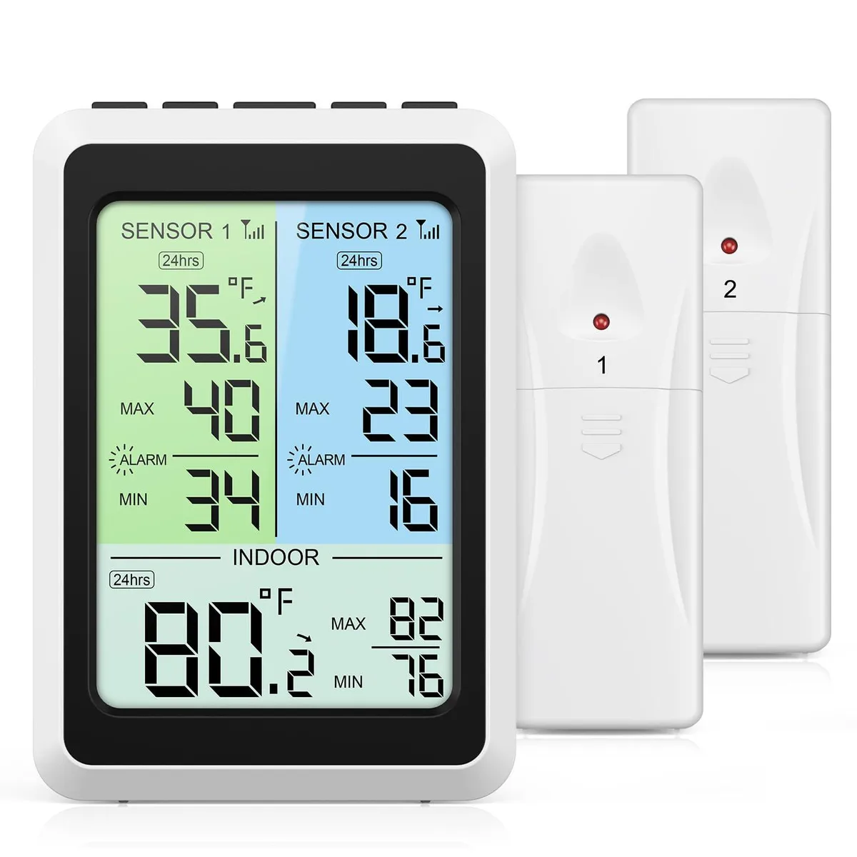 4.5 inch colour screen wireless fridge thermometer with two sensors