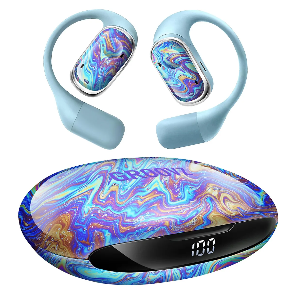  Groovz Go Open-Ear Plus True Wireless Earbuds Oil Slick — product photo