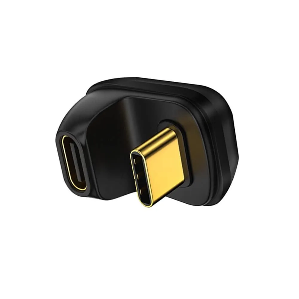 Metallic USB-C male-to-female U-shaped right-angle adapter