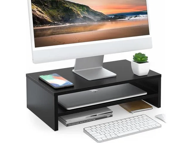 LORDWORLD LORDWORLD Monitor Stand 2 Tier 16.7 Inch Shelf 5.5 Inch Rise Black DT204201 — product photo
